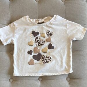 Kids Leopard Heart Cream T-Shirt